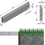 Sierbestrating-limburg-tuinvariant-Grasboordband 100x20x3,5 5/2 Cm Impercible Grijs