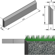 Sierbestrating-limburg-tuinvariant-Grasboordband 100x20x5 4,5/4 H/B Discrete Zwart