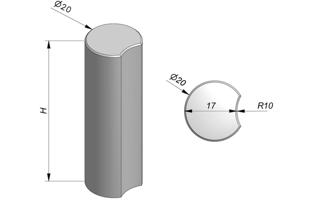 Sierbestrating-limburg-tuinvariant-RONDE PALISSADE H=200 D=20 GRIJS hol en gewapend
